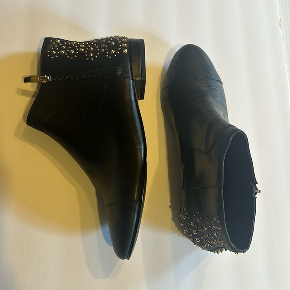 BCBGeneration Shoes - BCBG Logann ankle black booties gold dots & spikey embellishments leather upper